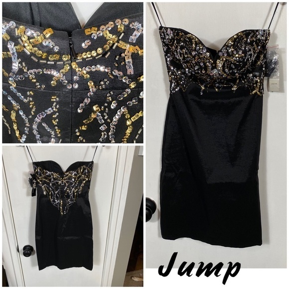 JUMP apparel Junior's Strapless Embellished Sheath Taffeta Dress formal prom - Picture 1 of 11